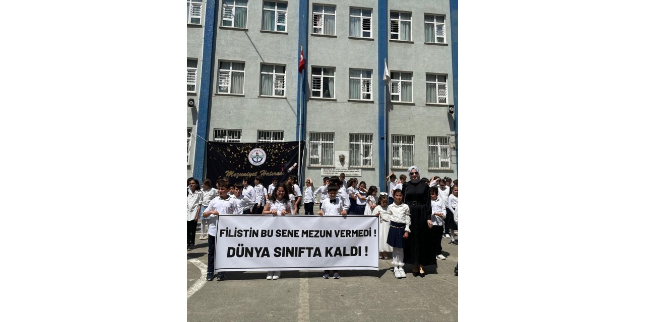 Rize'de ilkokul öğrencilerinden Filistin'e destek