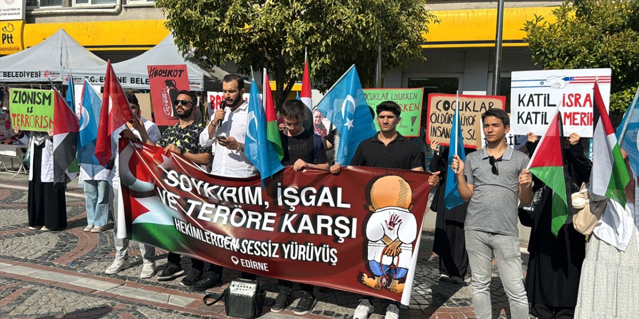 Edirne'de Filistin ve Sincan Uygur Özerk Bölgesi'ne destek için yürüyüş düzenlendi