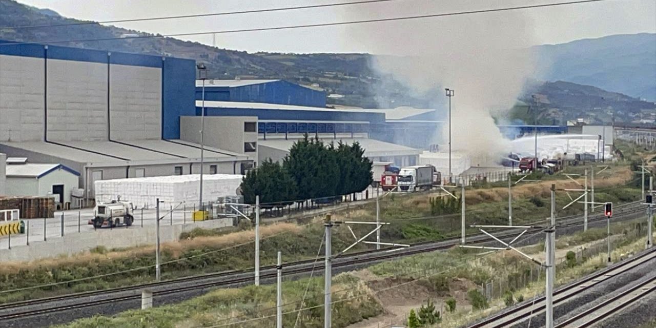 Sakarya'da kağıt fabrikasının bahçesinde çıkan yangın söndürüldü