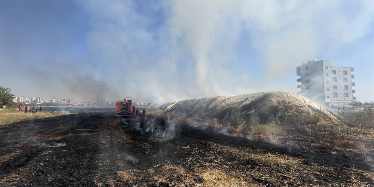 Şanlıurfa'da çıkan anız yangınında yaklaşık 200 ton saman yandı