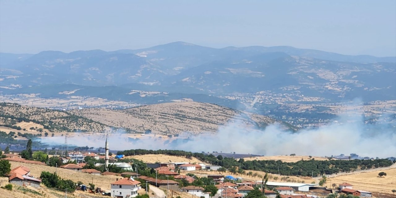 Balıkesir'de tarım arazisinde çıkan yangına müdahale ediliyor