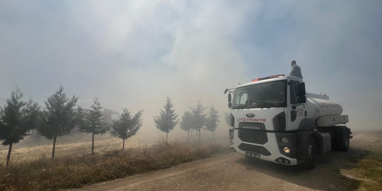 Burdur'da buğday ekili arazide çıkan yangın söndürüldü