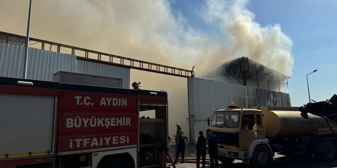 GÜNCELLEME - Aydın'da geri dönüşüm fabrikası deposundaki yangın söndürüldü