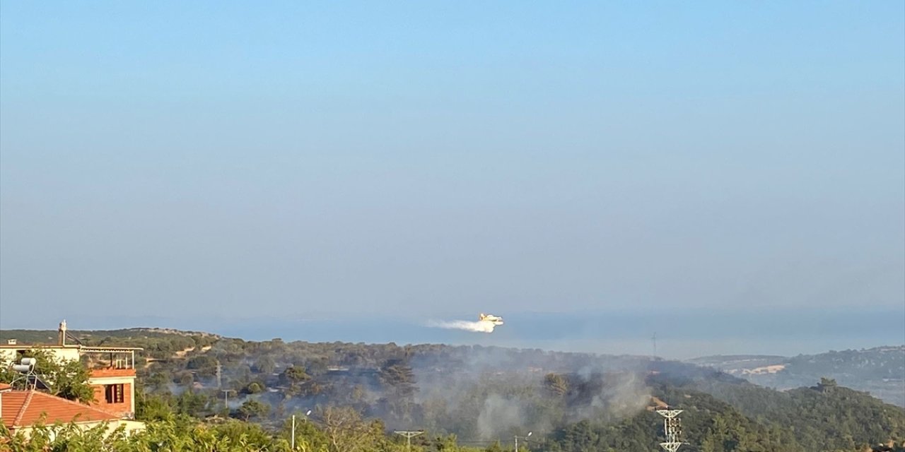 Çanakkale'nin Ayvacık ilçesinde çıkan orman yangınına müdahale ediliyor