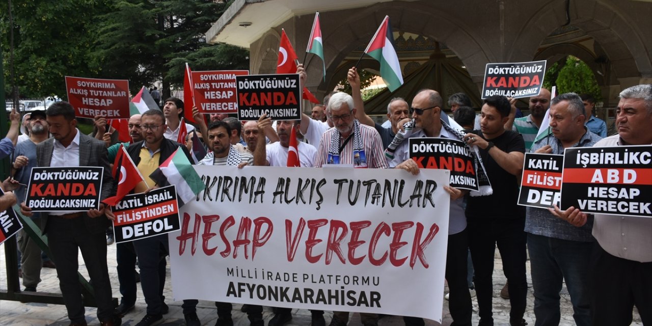 Netanyahu'nun ABD Kongresindeki konuşması Afyonkarahisar'da protesto edildi