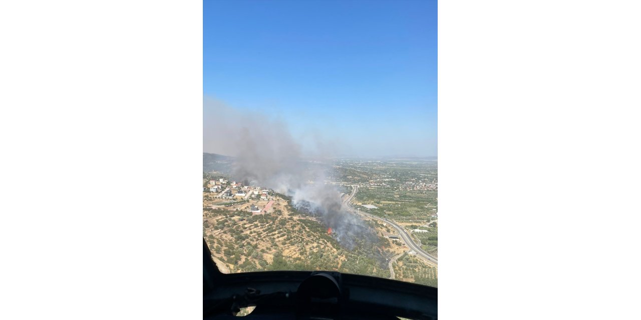 GÜNCELLEME - İzmir'de makilik ve otluk alanda çıkan yangın kontrol altında