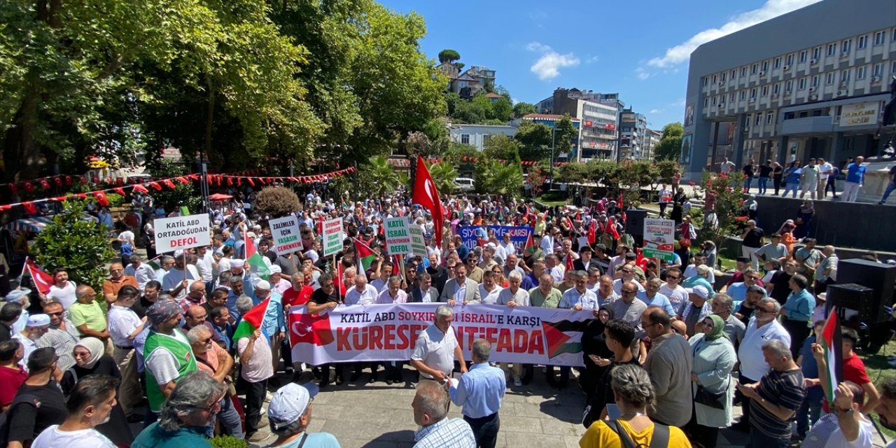 Zonguldak'ta Hamas lideri Heniyye ve Gazze için yürüyüş düzenlendi