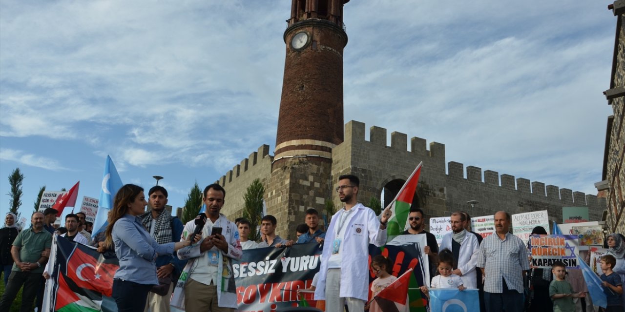 Erzurum'da sağlık çalışanları Gazze için "sessiz yürüyüş" yaptı