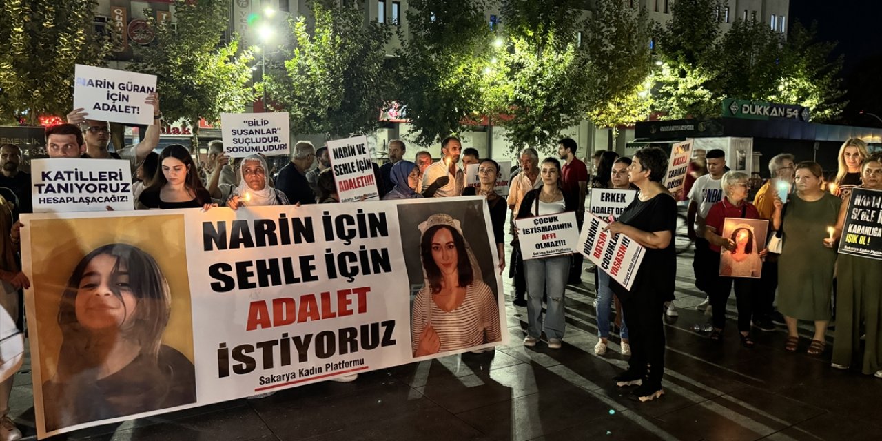 Sakarya'da kadın platformu üyeleri, Narin Güran'ın öldürülmesini protesto etti