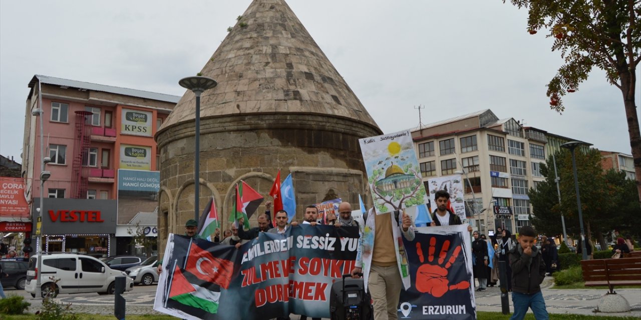 Erzurum'da hekimler ve sağlık çalışanları Gazze için "sessiz yürüyüş" yaptı