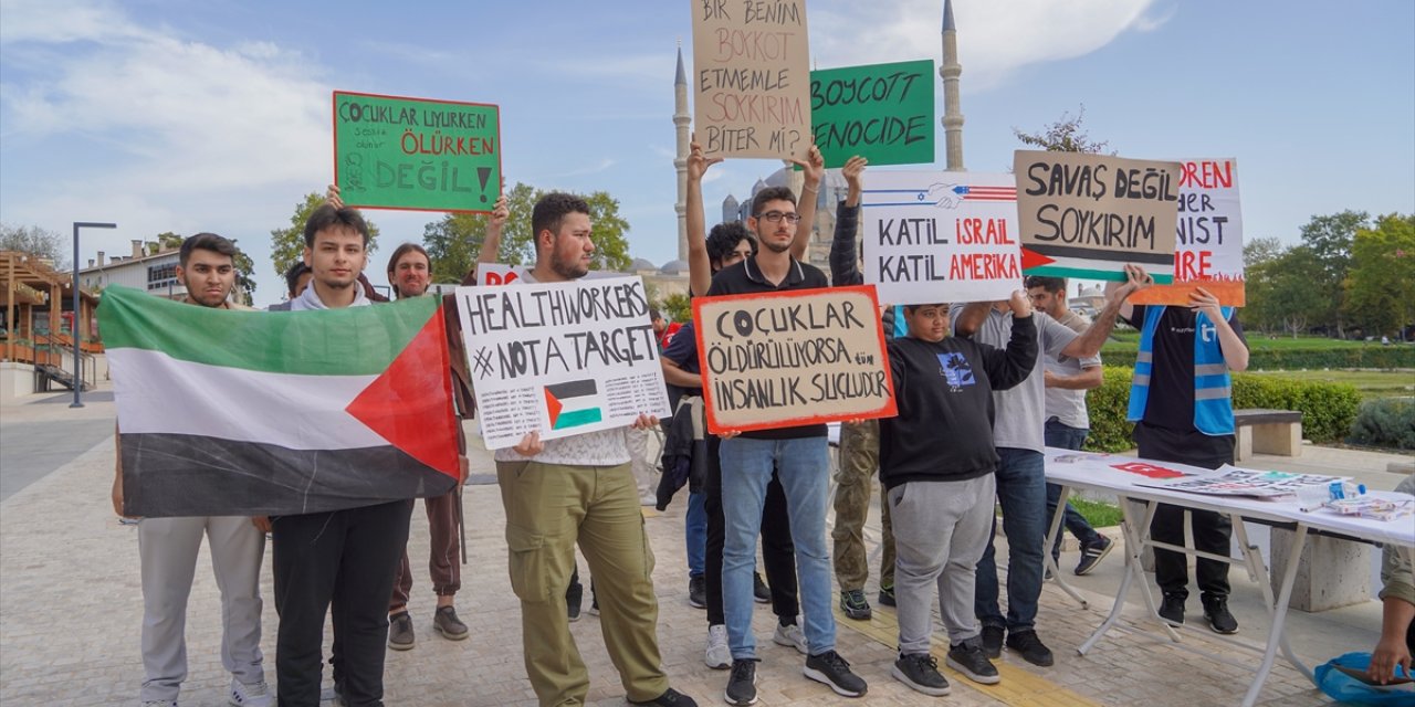 Edirne'de Gazze'ye destek amacıyla "Filistinli Çocuklar İçin Çiz" etkinliği düzenlendi