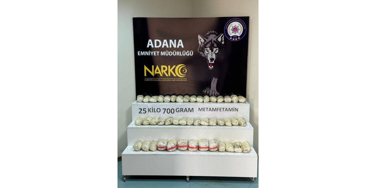 Adana'da tırda yedek lastiğe gizlenmiş 25 kilo 700 gram sentetik uyuşturucu bulundu