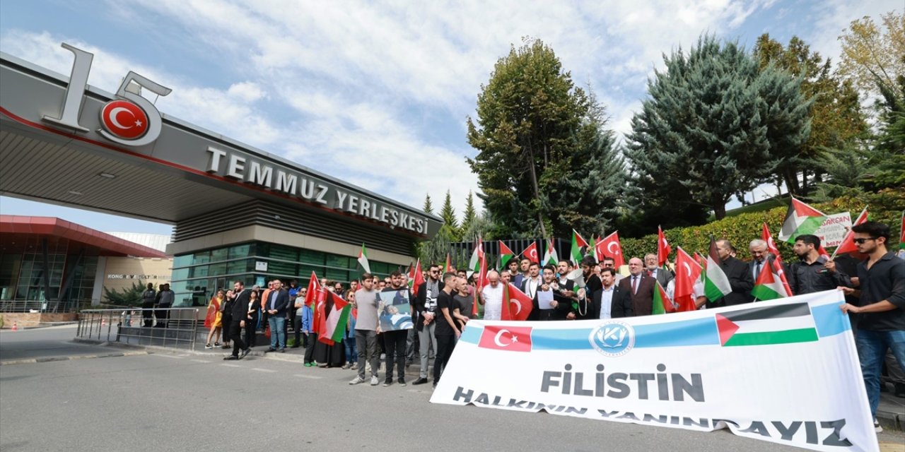 Kayseri'de üniversite öğrencileri, İsrail'in Filistin'e yönelik saldırılarını protesto etti