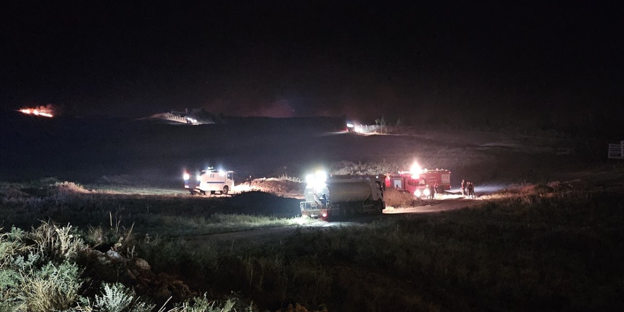 Siirt'te Kezer Çayı bölgesinde çıkan anız yangınına müdahale ediliyor