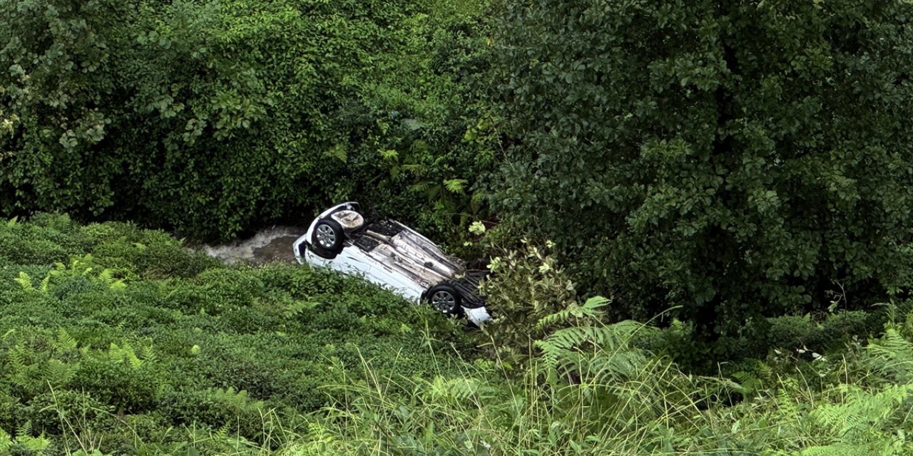 Rize'de uçuruma yuvarlanan otomobilin sürücüsü yaralandı