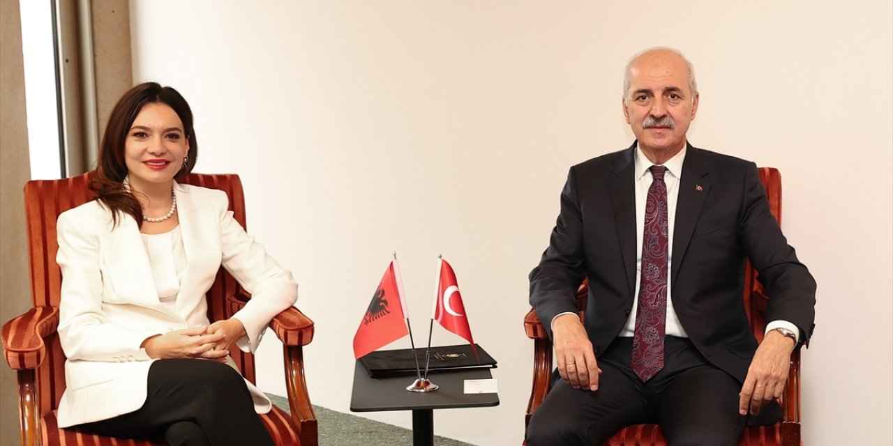 TBMM Başkanı Kurtulmuş, Arnavutluk Meclis Başkanı Spiropali ile görüştü