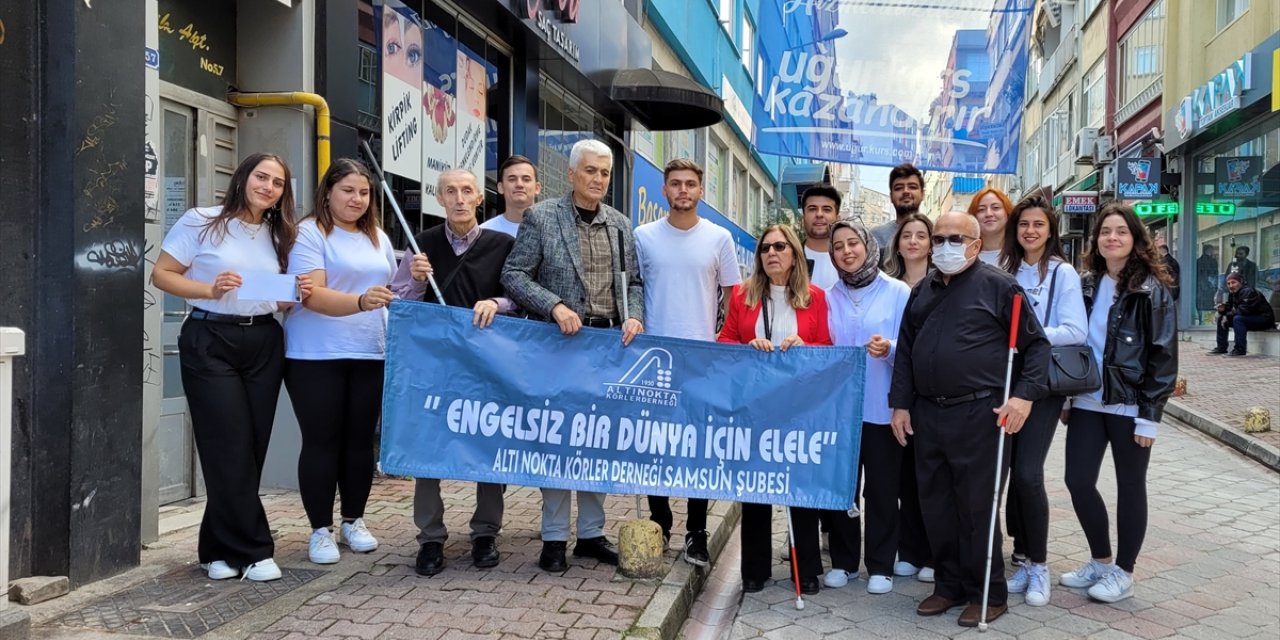 Samsun'da beyaz baston kullanan yayalara sürücülerin duyarlılığı test edildi