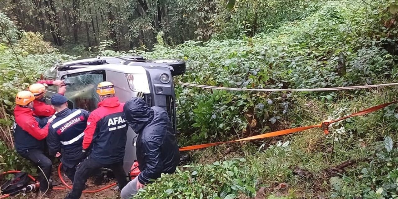 Rize'de uçuruma yuvarlanan kamyonetin sürücüsü yaralandı