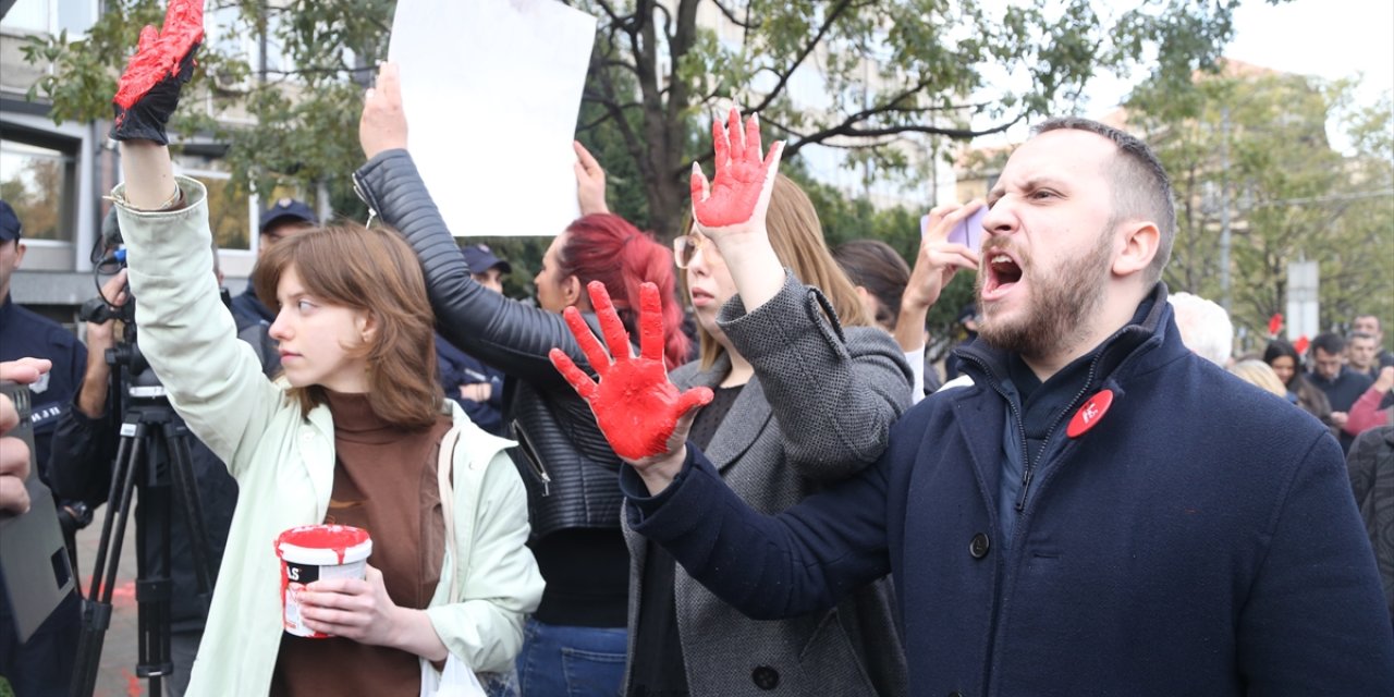 Sırbistan'da tren istasyonunda 14 kişinin ölmesi nedeniyle protesto düzenlendi