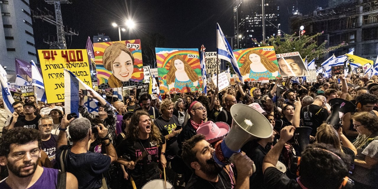 İsrailli esir yakınları, esir takası anlaşması talebiyle Tel Aviv'de gösteri düzenledi