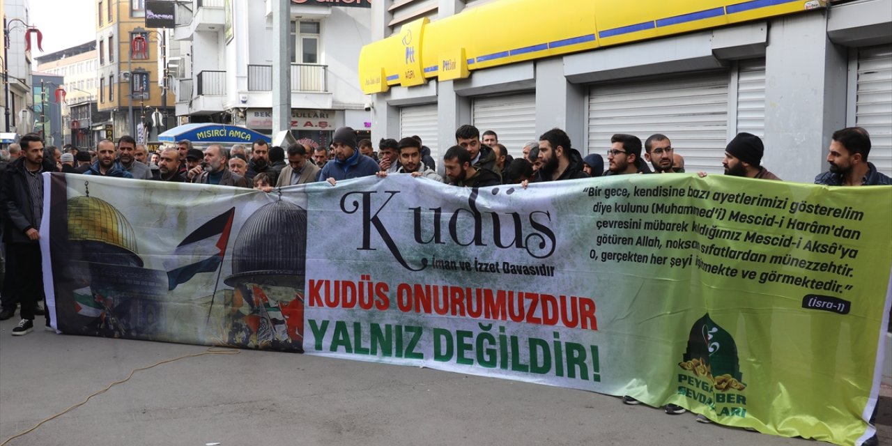 Ağrı'da, İsrail'in Gazze'ye yönelik saldırıları protesto edildi