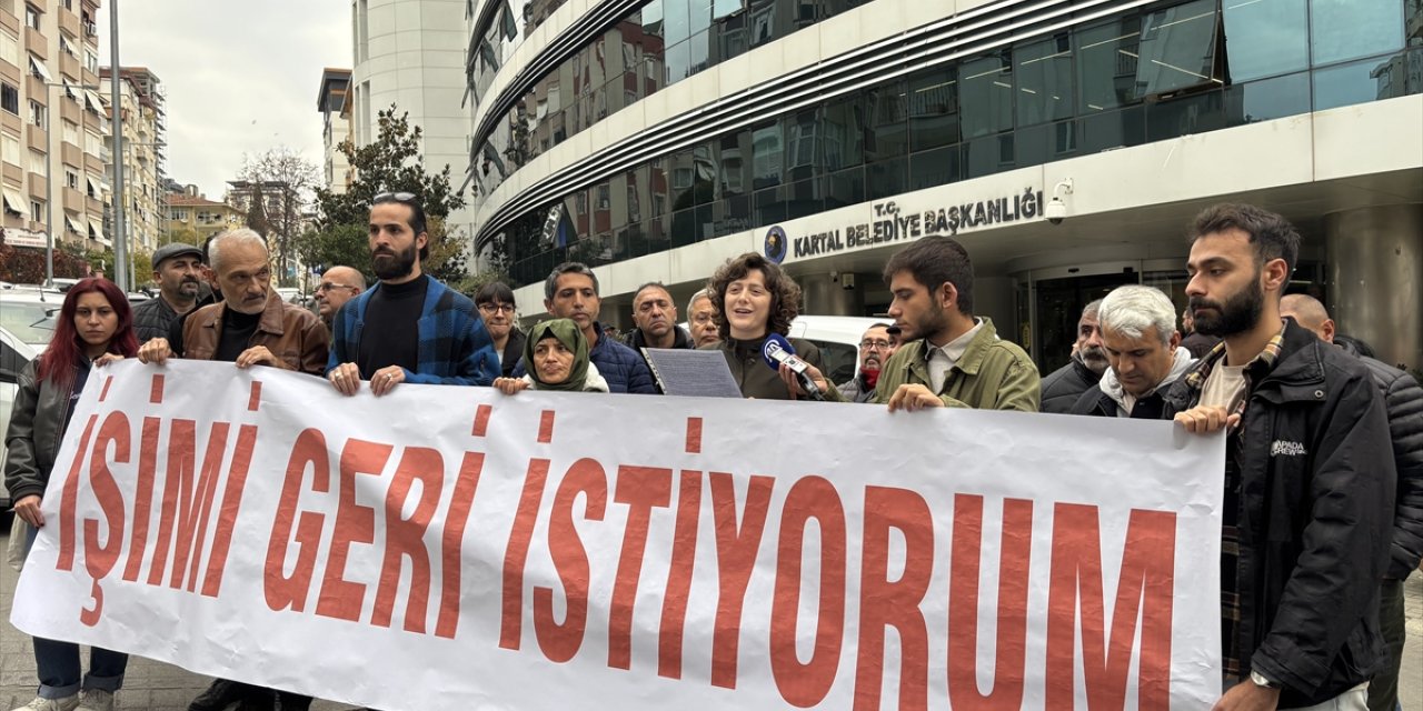 Kartal Belediyesinin işten çıkardığı kadın işçiden belediye önünde protesto