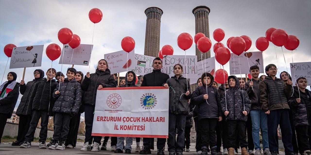 Erzurum'da "Dünya Çocuk Hakları Gününde" Gazzeli çocuklar unutulmadı