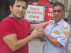 Ayakları çatıya sıkışan kırlangıç itfaiye ekiplerince kurtarıldı