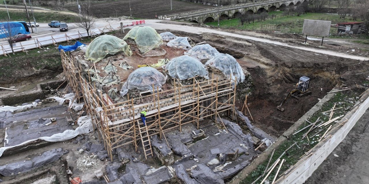 Edirne'deki 15. yüzyıl eseri Gazi Mihal Hamamı'nın restorasyonu sürüyor