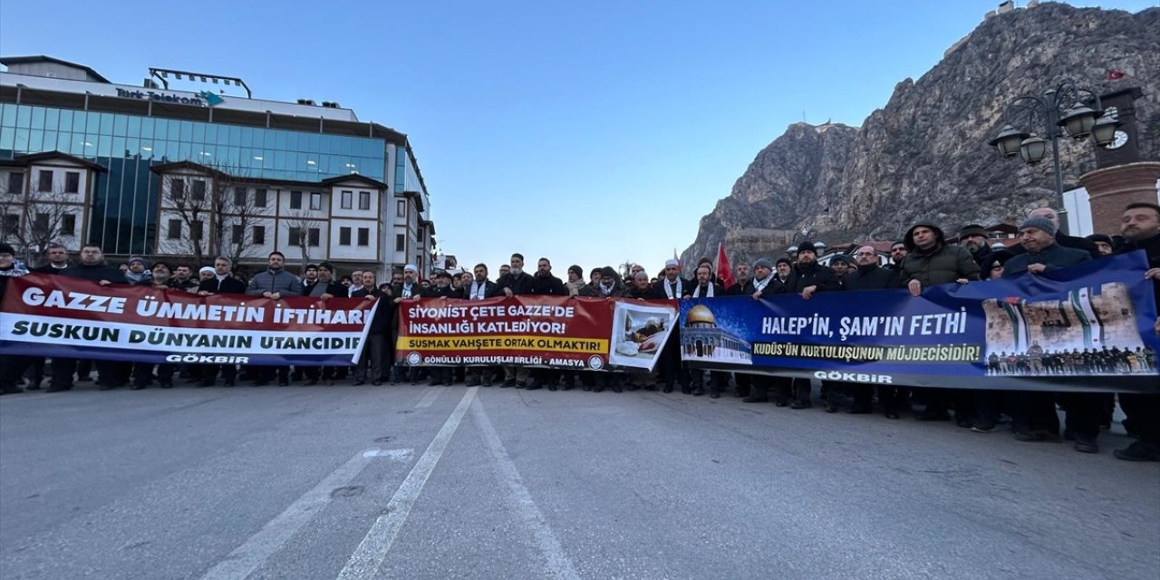 Amasya'da Filistin'e destek yürüyüşü düzenlendi