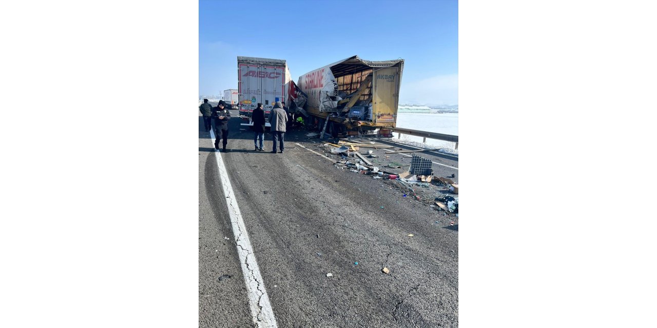 Erzurum'da 2 tırın karıştığı kazada 1 sürücü öldü