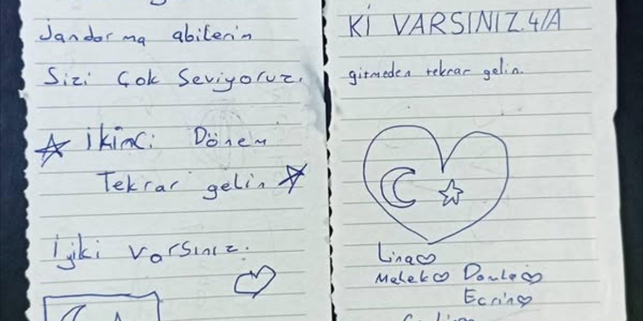 Burdur'da köy okulu öğrencilerinin "sevgi dolu" notu, jandarma ekibini duygulandırdı