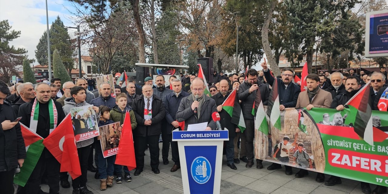 Çorum'da Gazze'deki ateşkes dolayısıyla basın açıklaması yapıldı