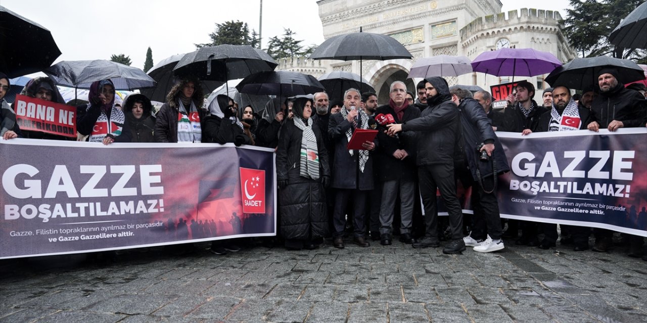 İstanbul'da Trump'ın Filistinlileri yerinden etme planına karşı protesto düzenlendi
