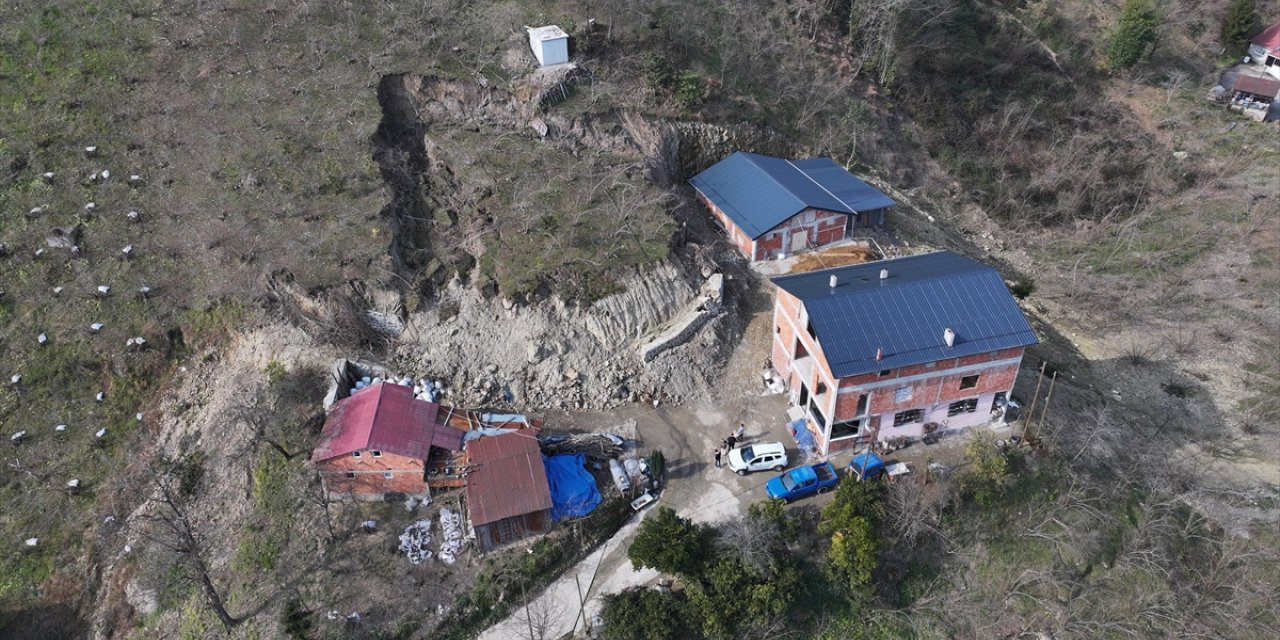 Trabzon'daki heyelan bölgesi havadan görüntülendi