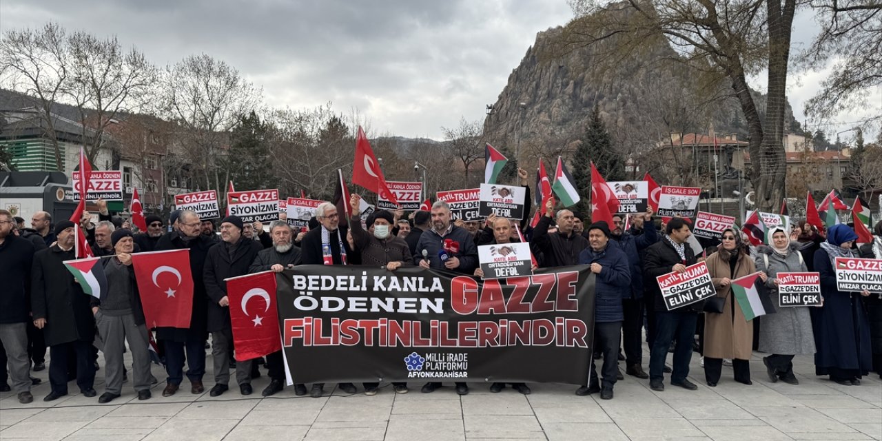 Afyonkarahisar'da Filistinlileri zorla yerinden etme planına karşı protesto düzenlendi