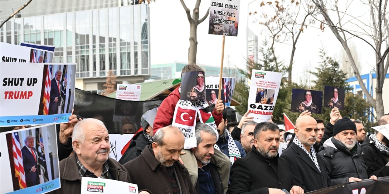 Trump'ın Gazze'ye yönelik sözleri, ABD'nin Ankara Büyükelçiliği önünde protesto edildi