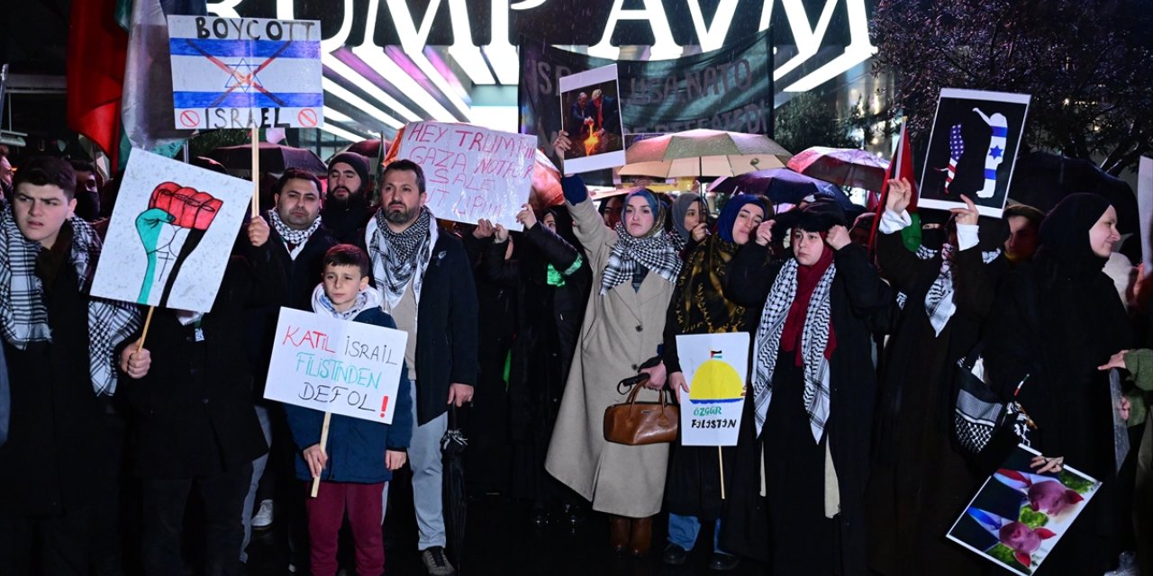 Şişli'de, ABD Başkanı Trump'ın Gazze planına protesto