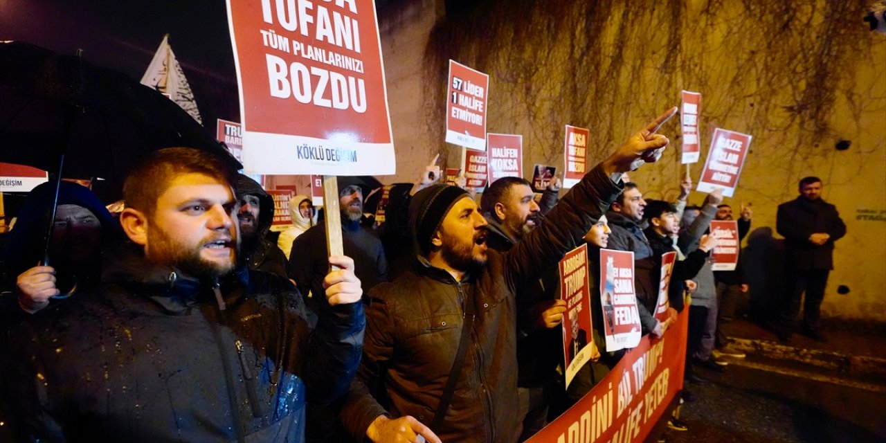 ABD'nin İstanbul Başkonsolosluğu önünde Trump'ın Gazze planını protesto