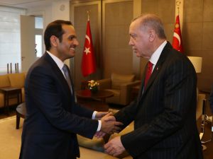 Erdoğan'ın, Katar Başbakan Yardımcısı ve Dışişleri Bakanı Sani'yi kabulü sona erdi
