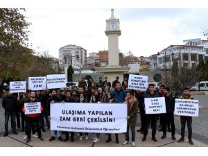 Kırklareli'nde üniversite öğrencileri ulaşım zammına tepki gösterdi