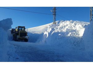 Ağrı'da kar kalınlığının 4 metreye ulaştığı köy yolu 8 saatte açıldı