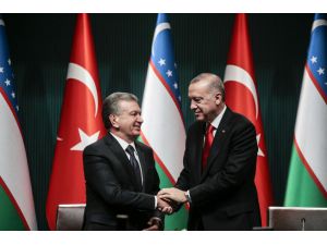 Özbekistan Cumhurbaşkanı Mirziyoyev, Erdoğan ile ortak basın toplantısında konuştu: (1)