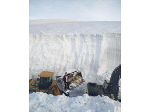 Kar kalınlığının 10 metreyi bulduğu bölgede ekiplerin zorlu mücadelesi