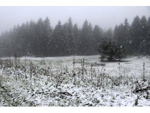 Bolu'nun yüksek kesimlerine mayıs ayında kar yağdı