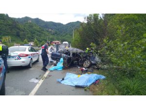 Trabzon'da yanan otomobildeki 3 kişi öldü, 1 kişi yaralandı