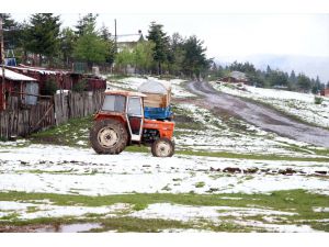 Bolu'nun yüksek kesimlerine kar yağdı