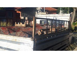 Okul bahçesinden çalınan inşaat malzemeleri terk edilmiş kamyonette bulundu