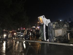 Karabük'te devrilen kamyonun sürücüsü yaralandı