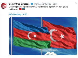 Sivasspor'dan rakibi Karabağ için "Can gardaşım" paylaşımı
